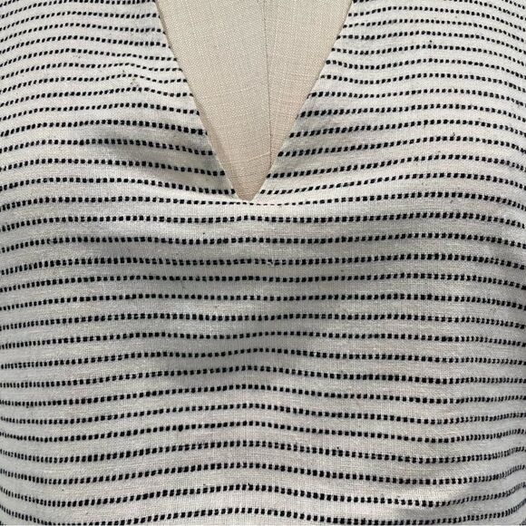 Mirth Biarritz 100% Cotton Ivory/Black Striped Dress Sz-L - Picture 7 of 16